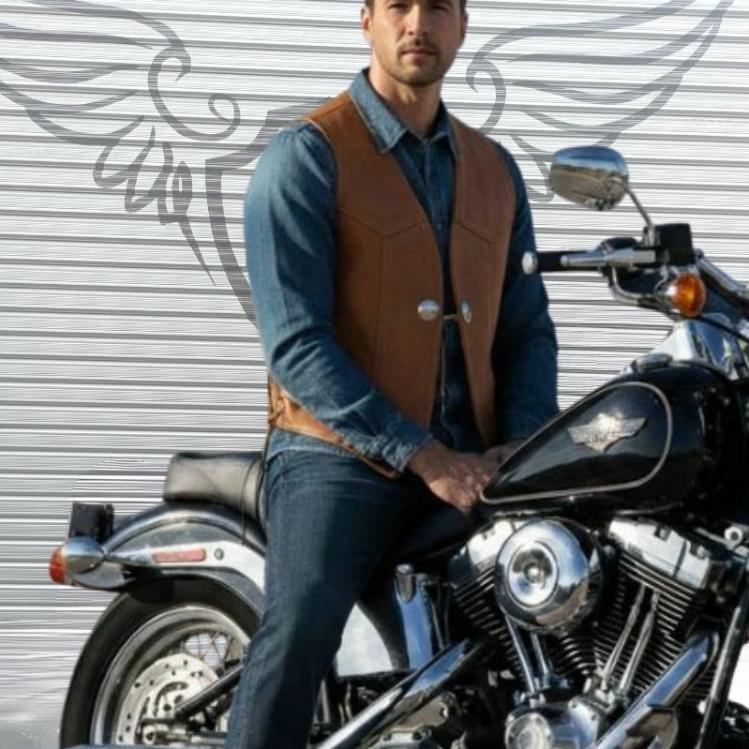 HEAVY MOTOBLUEZ サイドレースレザーベスト 「タン」MB-VO01TAN