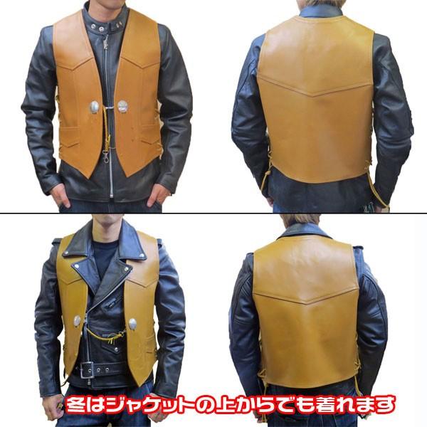 HEAVY MOTOBLUEZ サイドレースレザーベスト 「タン」MB-VO01TAN