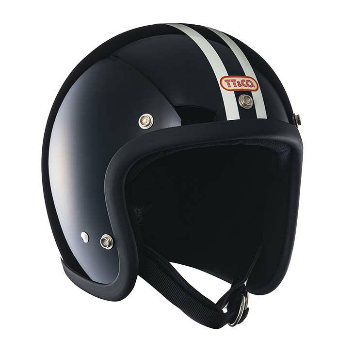 TT & CO.】ジェットヘルメット スーパーマグナム 2ラインズ ブラック