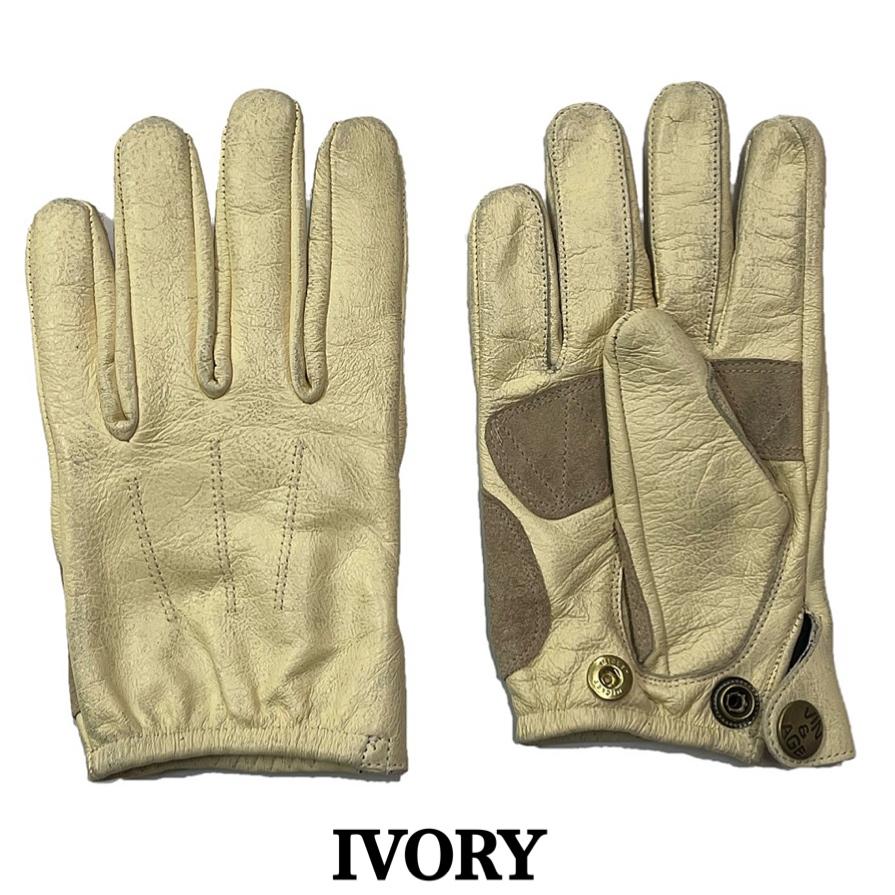 VIN&AGE 牛革 ショート グローブアイボリーSサイズ バイクグローブ