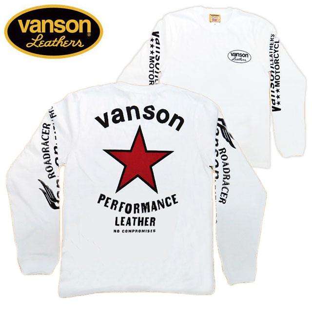 VANSON（バンソン） 売切り 長袖Tシャツ「RED One STAR」 レッドワン