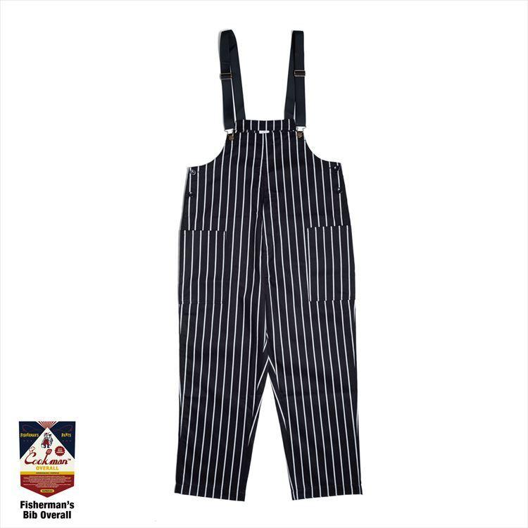 【未使用美品】 Cookman フィッシャーマンズオーバーオール ストライプ COOKMAN（クックマン） Fisherman's Bib Overall Stripe Black（ユニ