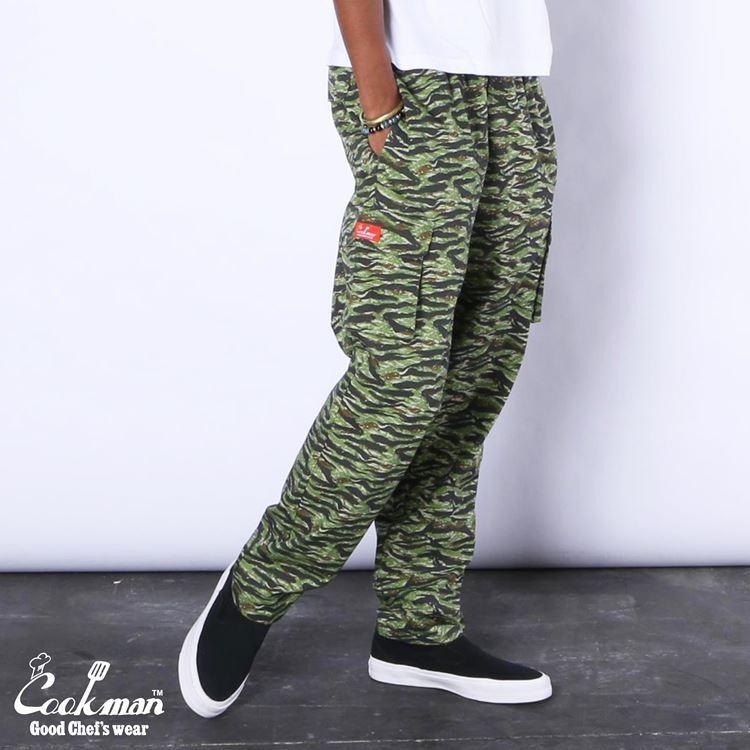 COOKMAN（クックマン） Long Chef Pants Cargo Ripstop Camo Green