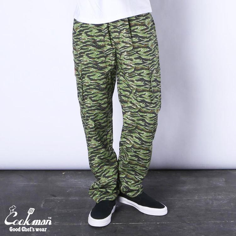 COOKMAN（クックマン） Long Chef Pants Cargo Ripstop Camo Green