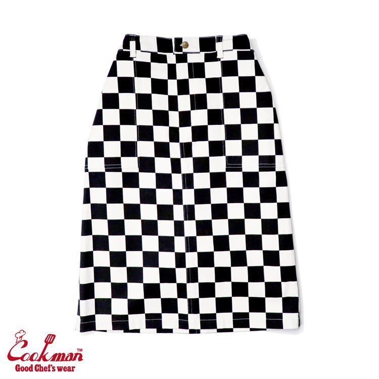 COOKMAN クックマン Baker's Skirt Checker Black ベイカーズ スカート チェッカーブラック 231-11861｜motobluezkobe