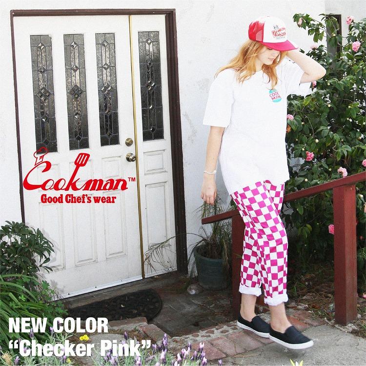 COOKMAN/クックマン Long Chef Pants シェフパンツ「Checker Pink」（ユニセックス）チェッカー ピンク