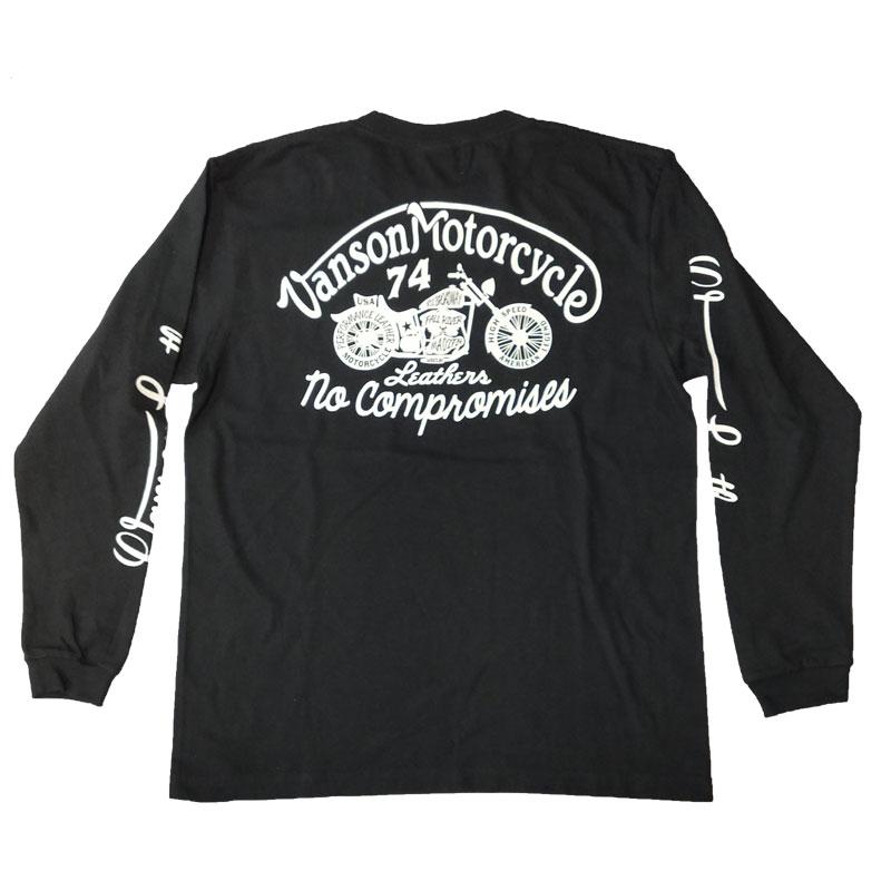 VANSON バンソン Tシャツ バイクウェア XXL VANSON（バンソン） 長袖Tシャツ「MOTORCYCLE 74」モーターサイクル
