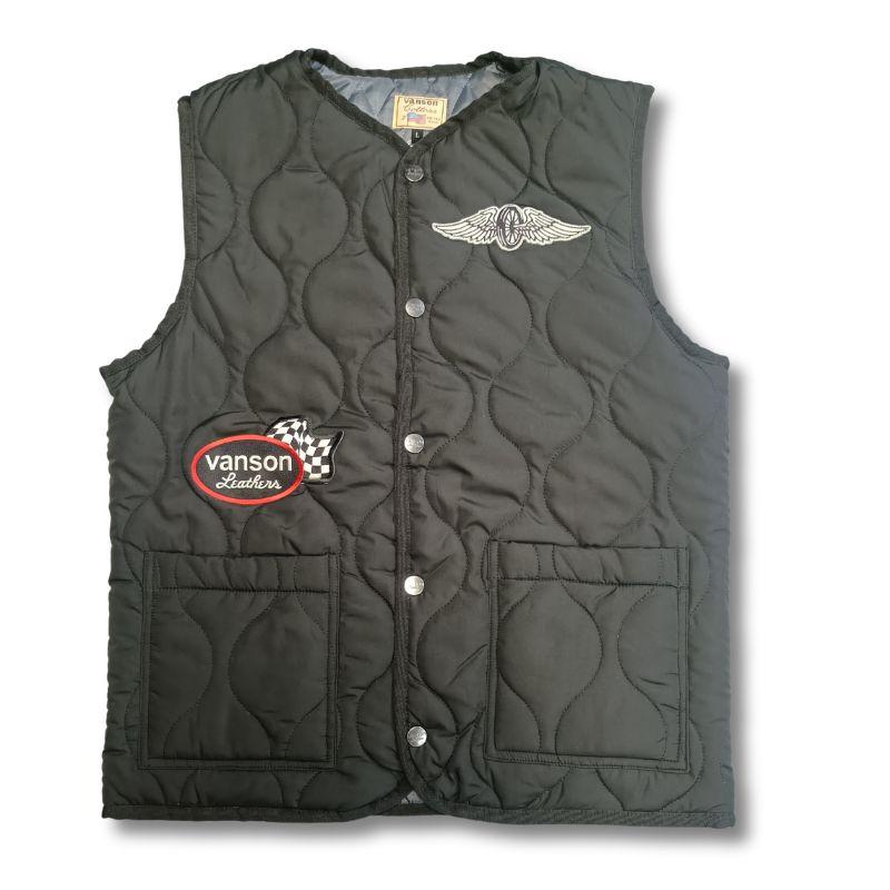 VANSON（バンソン） キルティングベスト QUILTING VEST ブラック｜4