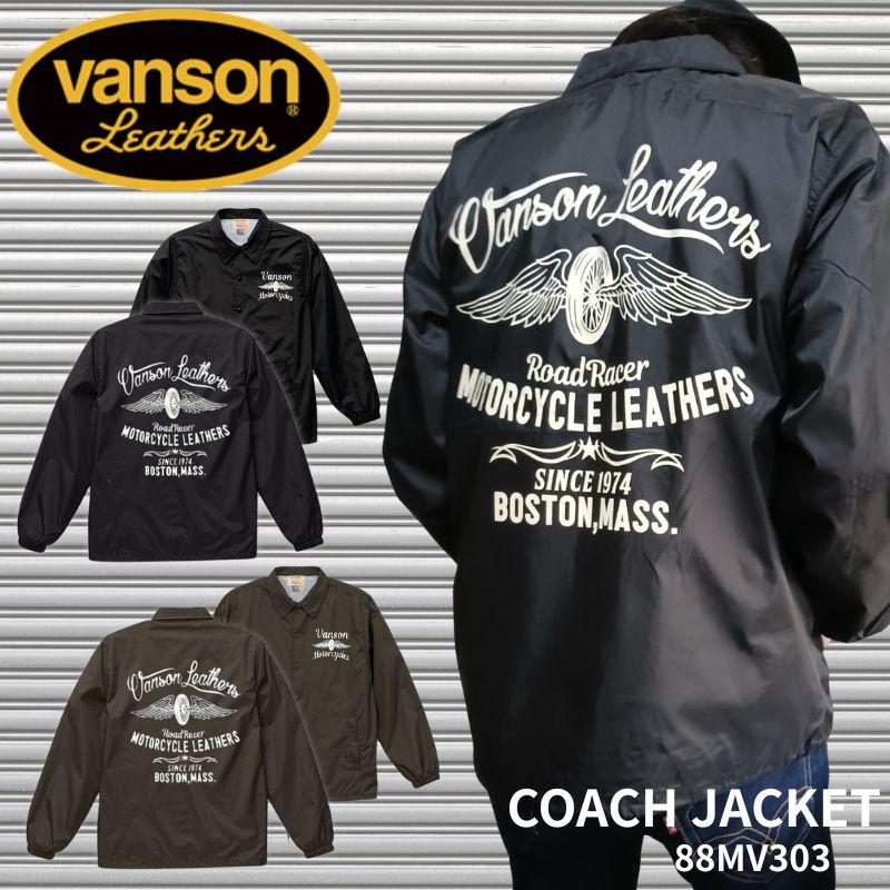 VANSON モトブルーズ別注 コーチジャケット 「WHEEL & WING」｜2カラー
