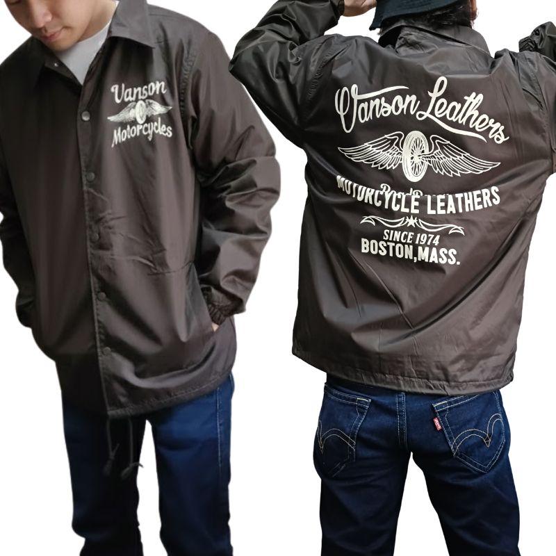 VANSON モトブルーズ別注 コーチジャケット 「WHEEL & WING」｜2カラー