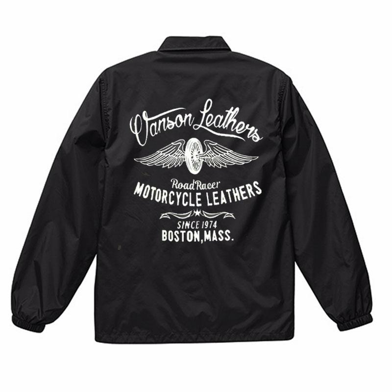 VANSON モトブルーズ別注 コーチジャケット 「WHEEL & WING」｜2カラー