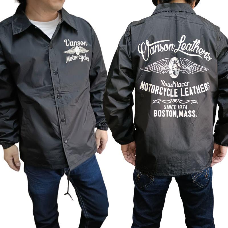 VANSON モトブルーズ別注 コーチジャケット 「WHEEL & WING」｜2カラー