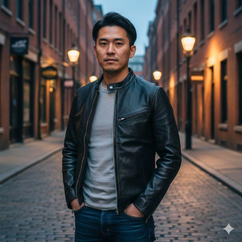 バッファローレザー ライダースジャケット 水牛革 ｜ブラック