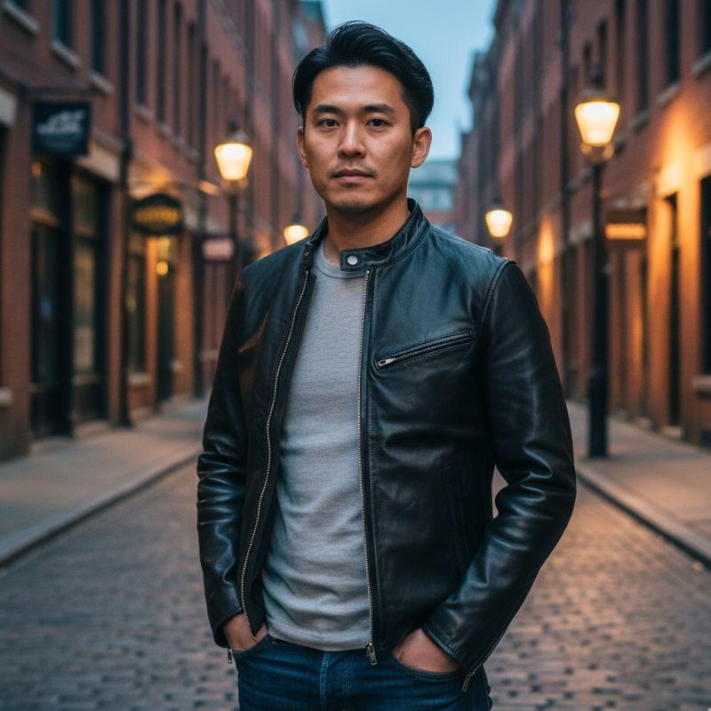 バッファローレザー ライダースジャケット 水牛革 ｜ブラック