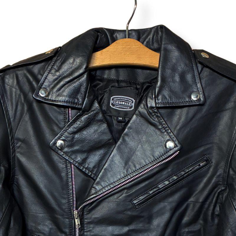 バッファローレザー ライダースジャケット 水牛革 ｜ブラック｜US
