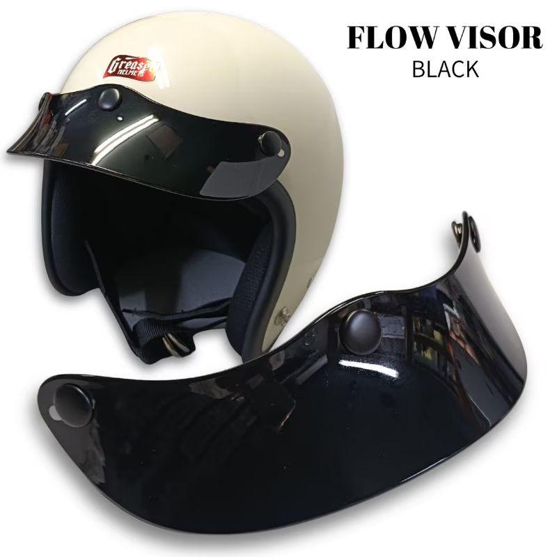 FLOW VISOR ヘルメットバイザー フローバイザー｜ブラック｜ 3点ボタン