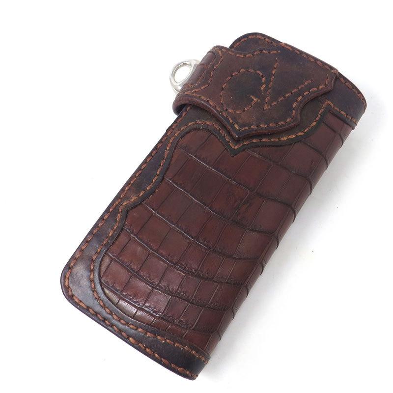 【商品入れ替えの為 10%OFF】GOD VALLEY　ロングウォレット ループキーホルダー ウォレットロープ　3点セット　牛革　クロコの画像