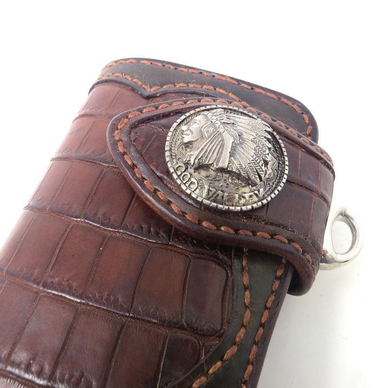 【商品入れ替えの為 10%OFF】GOD VALLEY　ロングウォレット ループキーホルダー ウォレットロープ　3点セット　牛革　クロコの画像