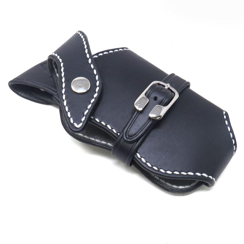 【商品入れ替えの為 10%OFF】GOD VALLEY スマホホルダー 牛革　スマホケース　ベルトポーチ　ピストルホルダー風　ブラック/ホワイトステッチ　LLサイズ_4
