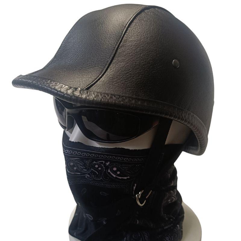ブラック 半帽ヘルメット　ジョッキー型　バイザー JOCKEY HALF HELMET ジョッキーハーフヘルメット ブラック HORIZON