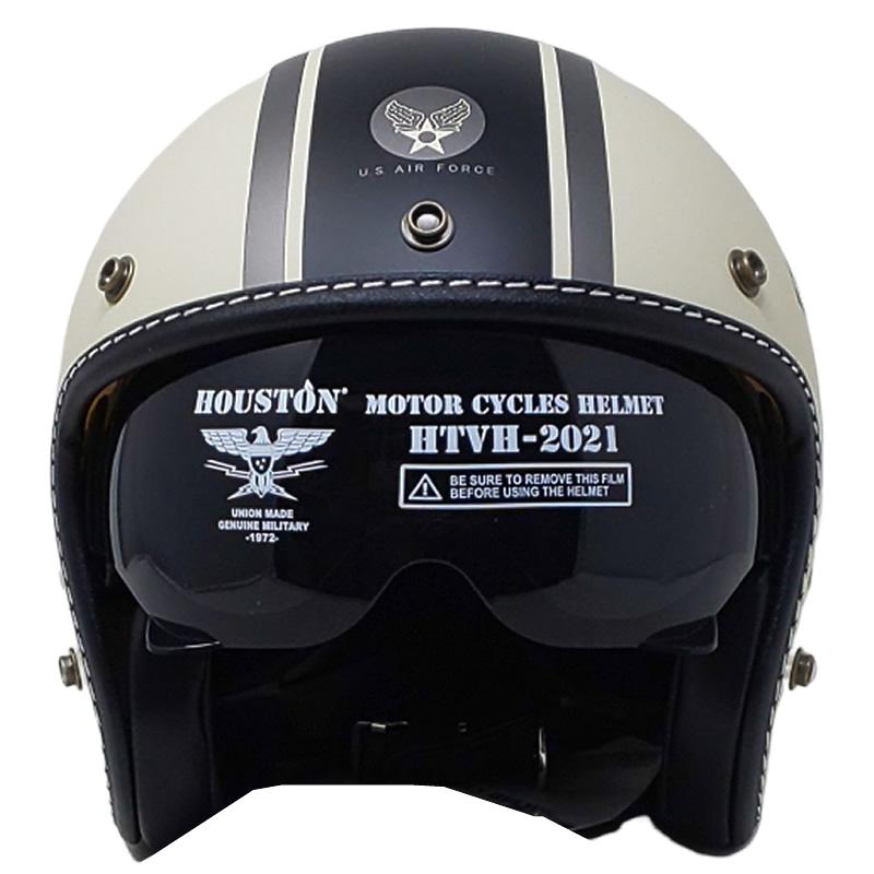 送料込！　HTVH-2021　ジェットヘルメット　アイボリーガンメタブラック HOUSTON ヒューストン インナーバイザーヘルメット（HTVH-2021
