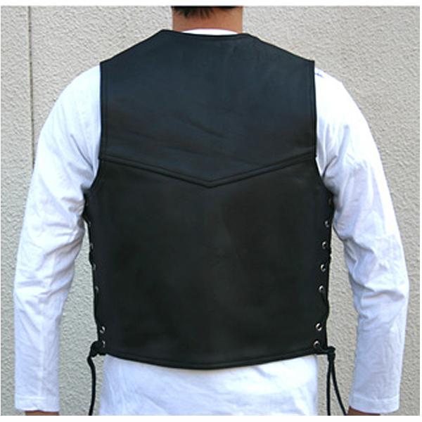 HEAVY オイルレザーベスト ブラック（36インチ）VEST (HVO-01