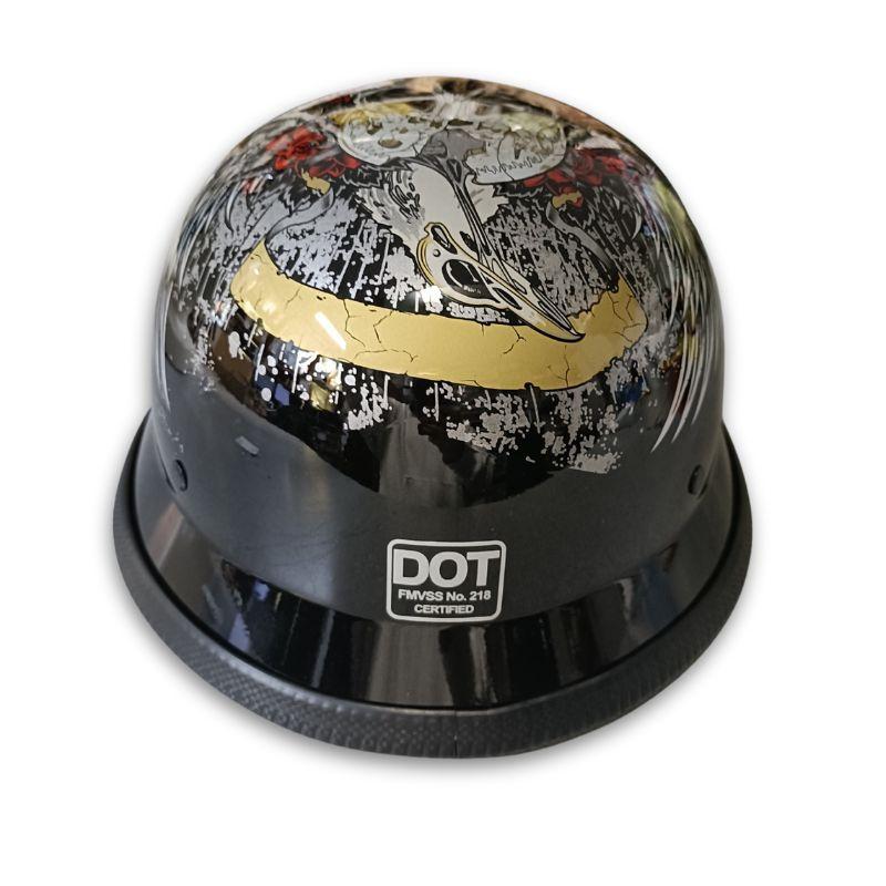 レトロハーフスカルヘルメット ジャーマン ブラック DOT規格 装飾用
