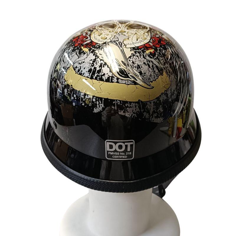 レトロハーフスカルヘルメット ジャーマン ブラック DOT規格 装飾用