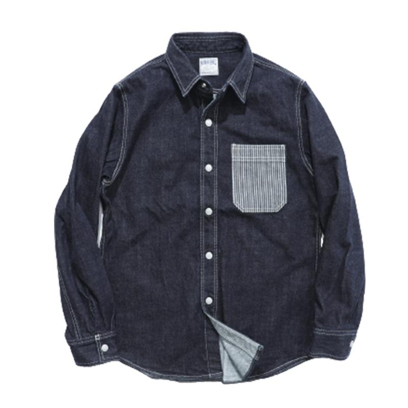 児島ジーンズ　デニム　ベーシックワークシャツ｜インディゴ・ヒッコリー｜ KOJIMA GENES DENIM BASIC WORK SHIRT（RNB-202RS)｜motobluezkobe｜02