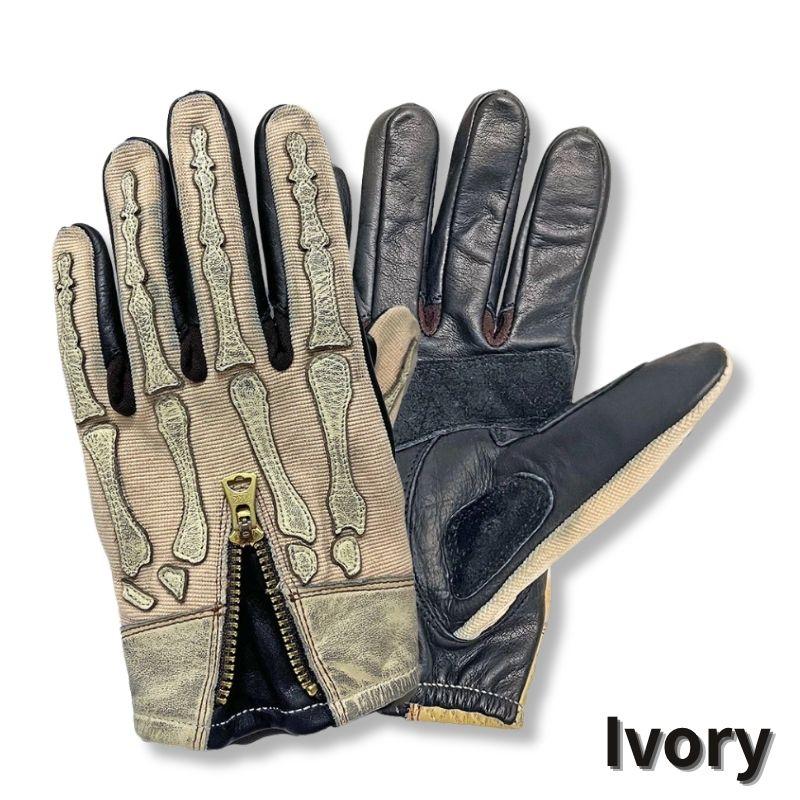 VIN&AGE TYPE VG15 スケルトングローブ アイボリー Lサイズ Vin＆Age レザーグローブ（スケルトン） SKELETON GLOVES │2カラー