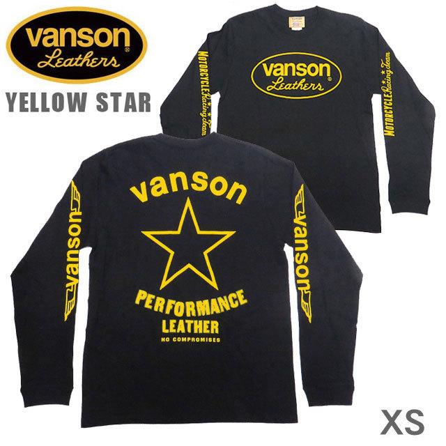 VANSON / バンソン 長袖Ｔシャツ VLS-02「YELLOW STAR」サイズXS　イエロースター　モトブルーズ別注｜motobluezkobe