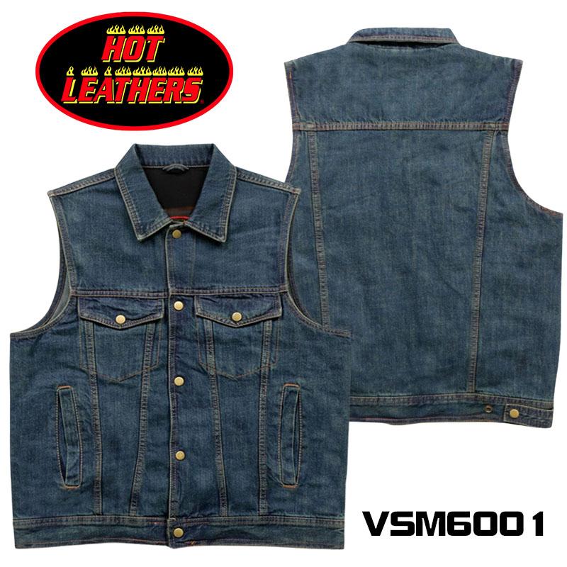 HOT LEATHERS】BLUE DENIM BIKER VEST ブルー デニム ベスト デニム