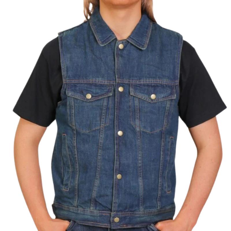 HOT LEATHERS】BLUE DENIM BIKER VEST ブルー デニム ベスト デニム