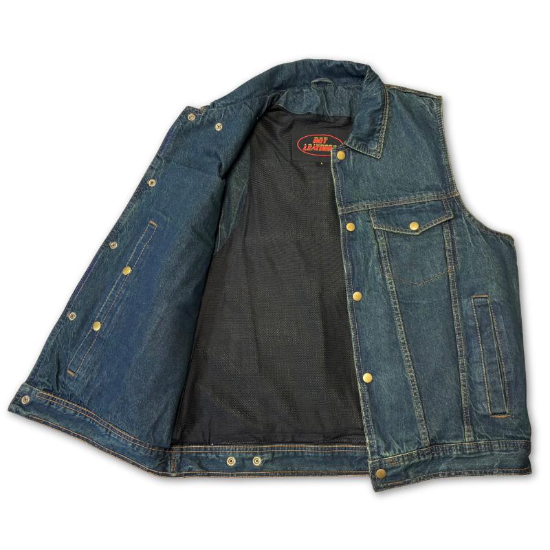 HOT LEATHERS】BLUE DENIM BIKER VEST ブルー デニム ベスト デニム