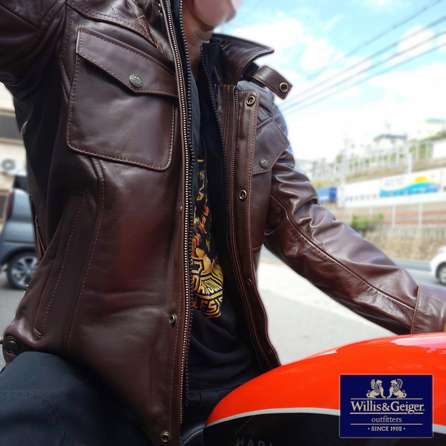 セール！】Willis&Geiger レザージャケット（Ｍサイズ）サファリ風 襟