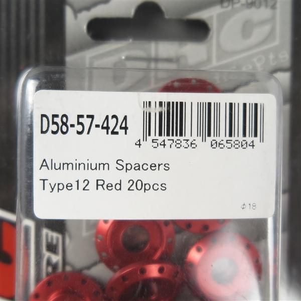 ◇DRC M6用φ18mm Type12 アルミスペーサー/レッド 20個入り 展示品