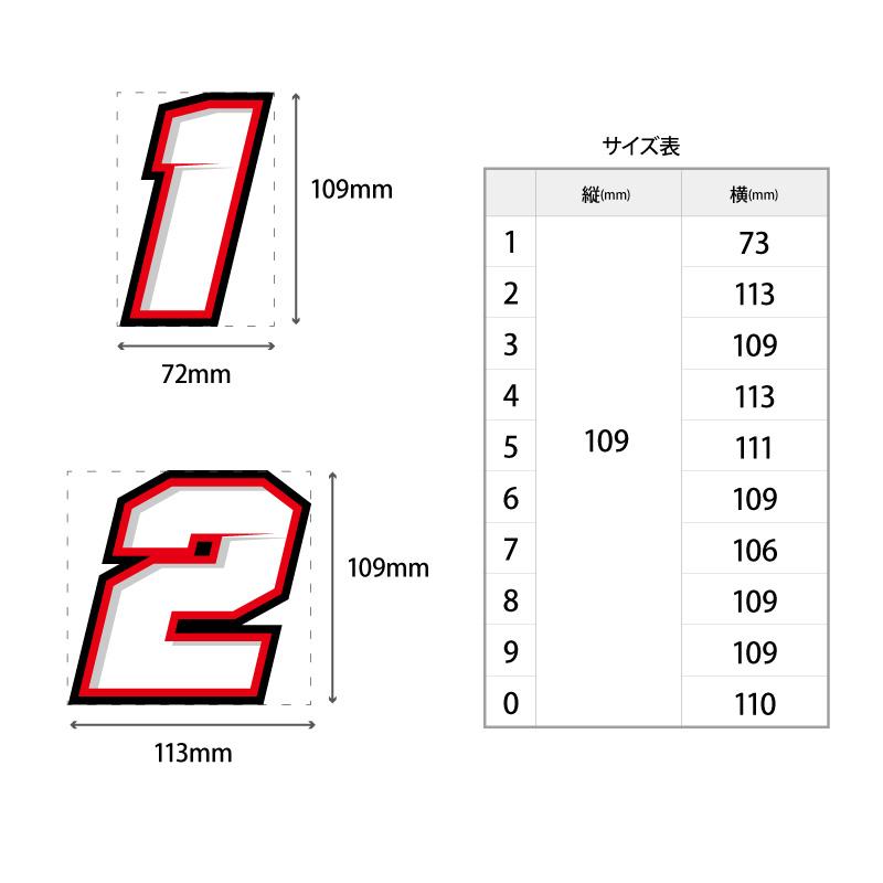 ゼッケンステッカー 3枚セット レッド×ブラック ナンバーステッカー