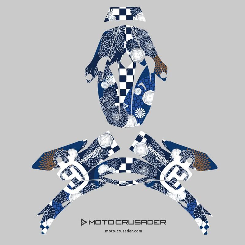 ショウエイ VFX-W VFX-WR アライ V-CROSS4 和柄 オフロードヘルメットデカール（青系） |  | 01