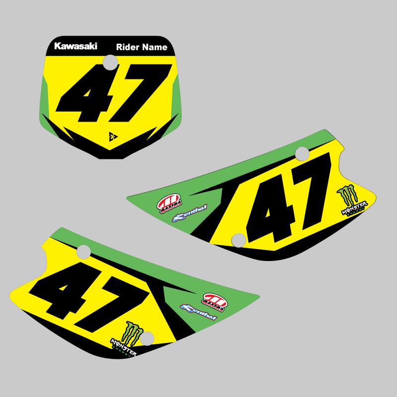 セミオーダー カワサキ KX85 '98-'13 ゼッケンデカールセット : Moto