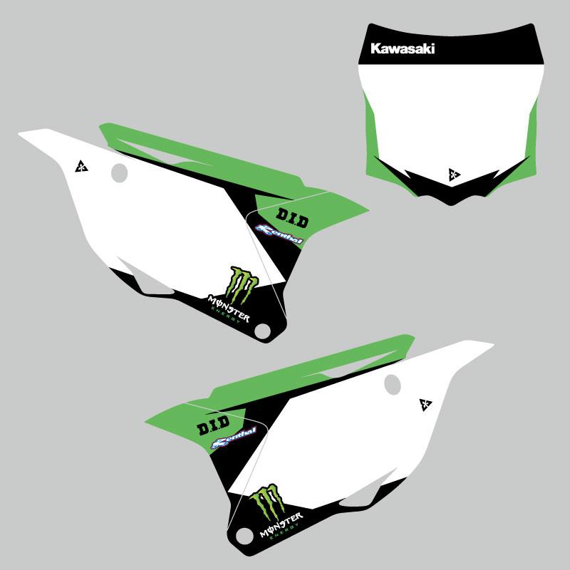 即納】カワサキ KX85 KX112 '14-'25 ゼッケンデカールセット ホワイト