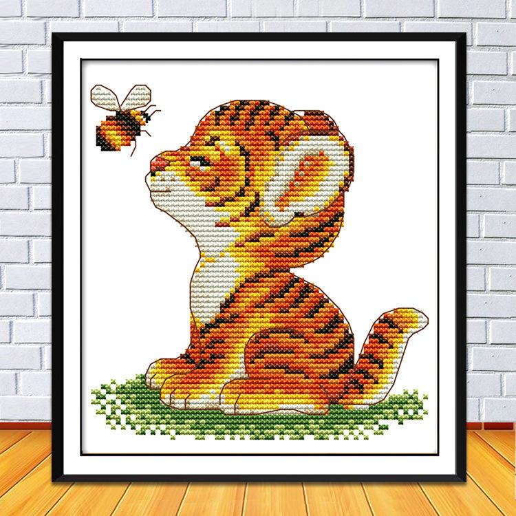 クロスステッチ DIY 刺繍キット 手芸キット 壁に貼るフレーム 虎 とら