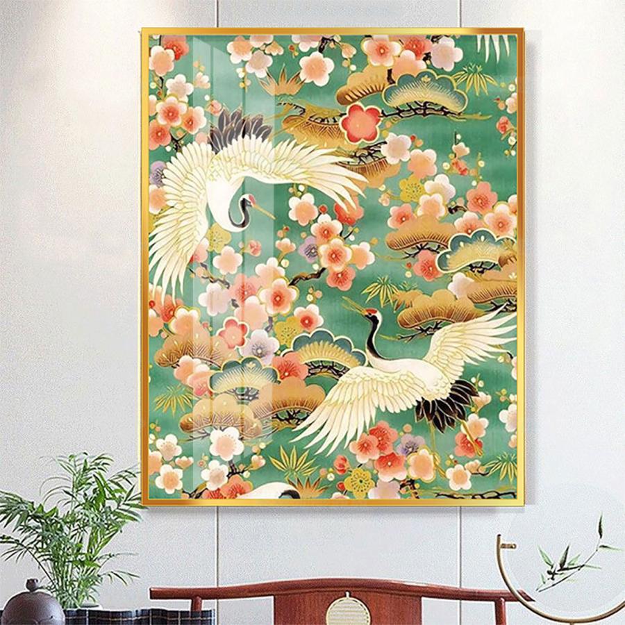 クロスステッチキット 刺繍キット 鶴 長寿 動物図案 壁に貼るフレーム