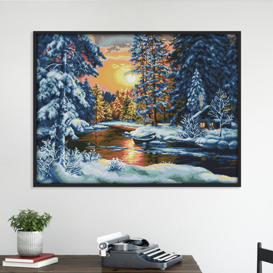 クロスステッチ 刺繍キット 冬雪景色 自然図案 初心者 簡単 刺繍 送料