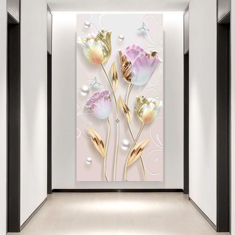 5D刺繍 フルダイヤモンド アート 花 植物 壁に貼るフレーム ビーズ