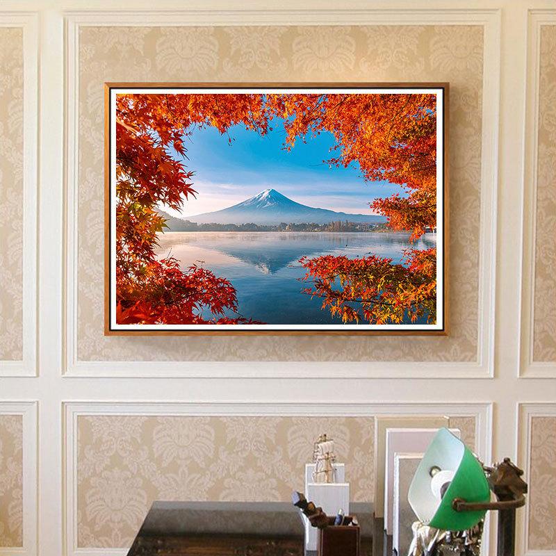 フルダイヤモンドアート ダイヤモンドペインティング 富士山 紅葉 秋