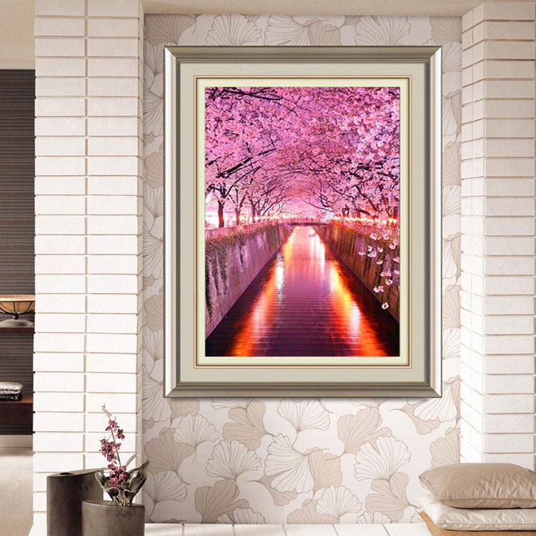 フルダイヤモンド アート 5D刺繍 さくら 夜桜 風景 お花 植物