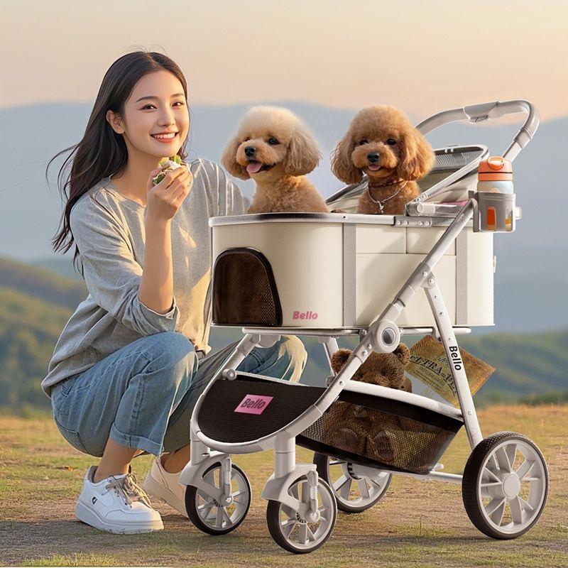 大セール】Bello ペットカート 分離型 取り外し可能 多頭 対面式 中型