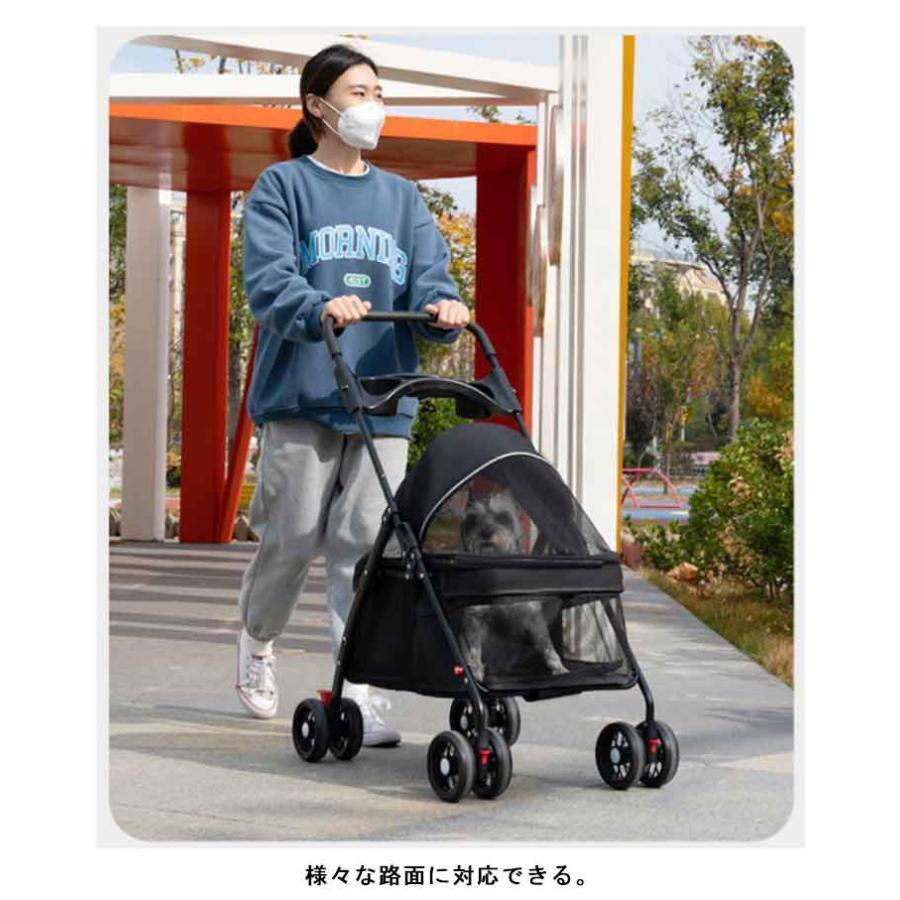 大型犬 お出かけ 折りたたみ ペット 折り畳み 多頭用 バギー ペットカート 後輪ブレーキ付き カート 4輪 老犬 犬 介護用 犬用ベビーカー 360_16