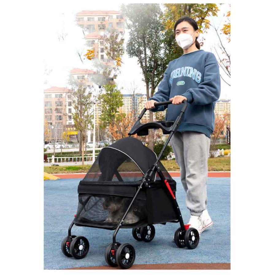大型犬 お出かけ 折りたたみ ペット 折り畳み 多頭用 バギー ペットカート 後輪ブレーキ付き カート 4輪 老犬 犬 介護用 犬用ベビーカー 360_9