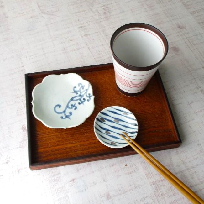 C26-4/福永幾夫/唐草紋大皿/盛皿/額皿/飾皿/懐石料理/懐石道具 6号菊型